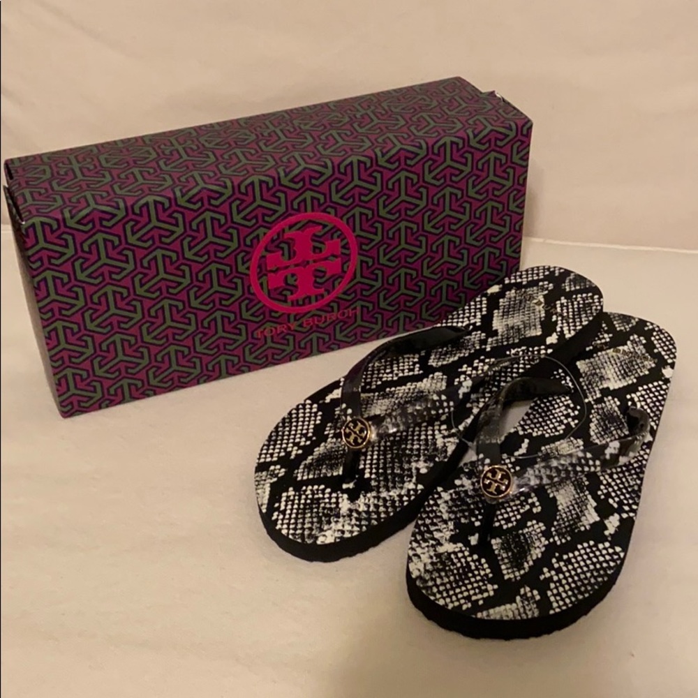 Tory Burch snake printed thin flip flop